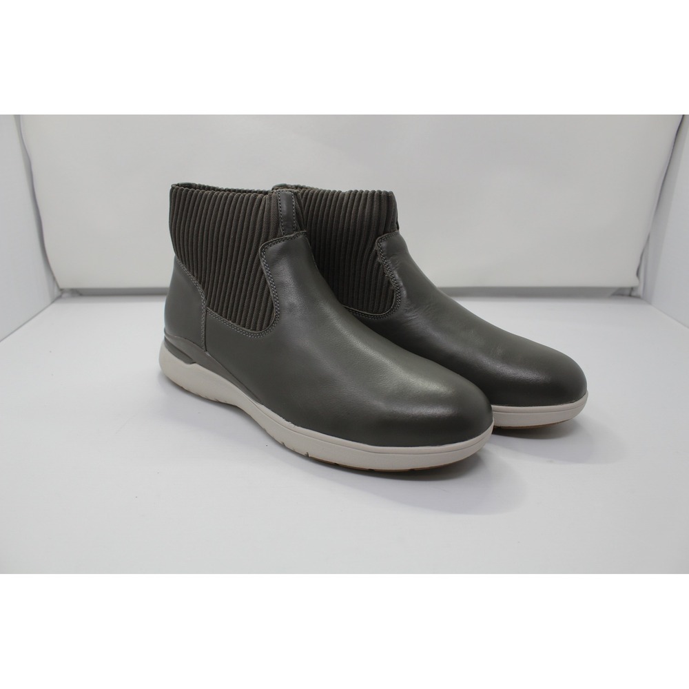 Rockport Works Total Motion City Sport Chelsea Boots Leather Knit Olive Grey